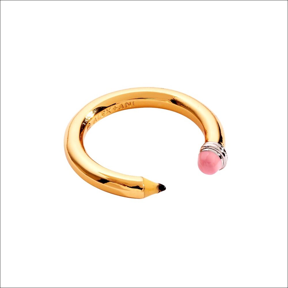 Adjustable Open Pencil Ring Size 7 Nickel-Free Brass Wrap Design